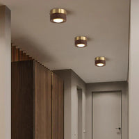 Houten LED Plafondlamp met Walnootafwerking en Minimalistisch Rond Ontwerp