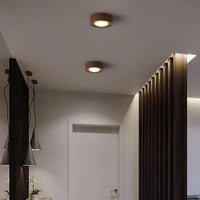 Houten LED Plafondlamp met Walnootafwerking en Minimalistisch Rond Ontwerp