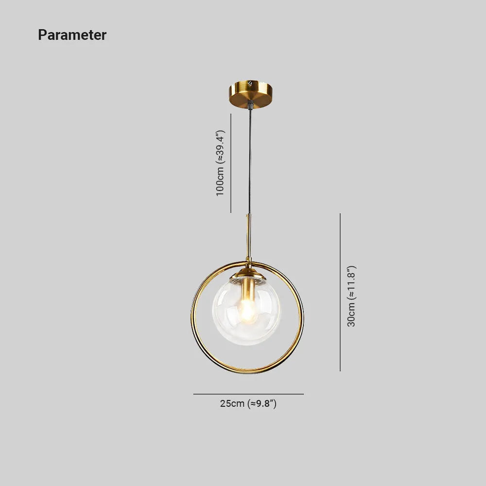 Zoey Glazen Hanglamp met een Metalen Ring