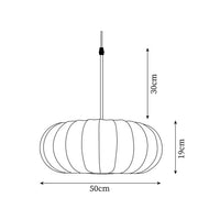 Plafondlamp met zijde lampenkap in Japanse wabi-sabi stijl – ovale lampenkap met delicate groeven