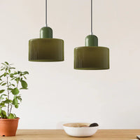 Moderne hanglamp van gekleurd glas in Bauhaus-stijl