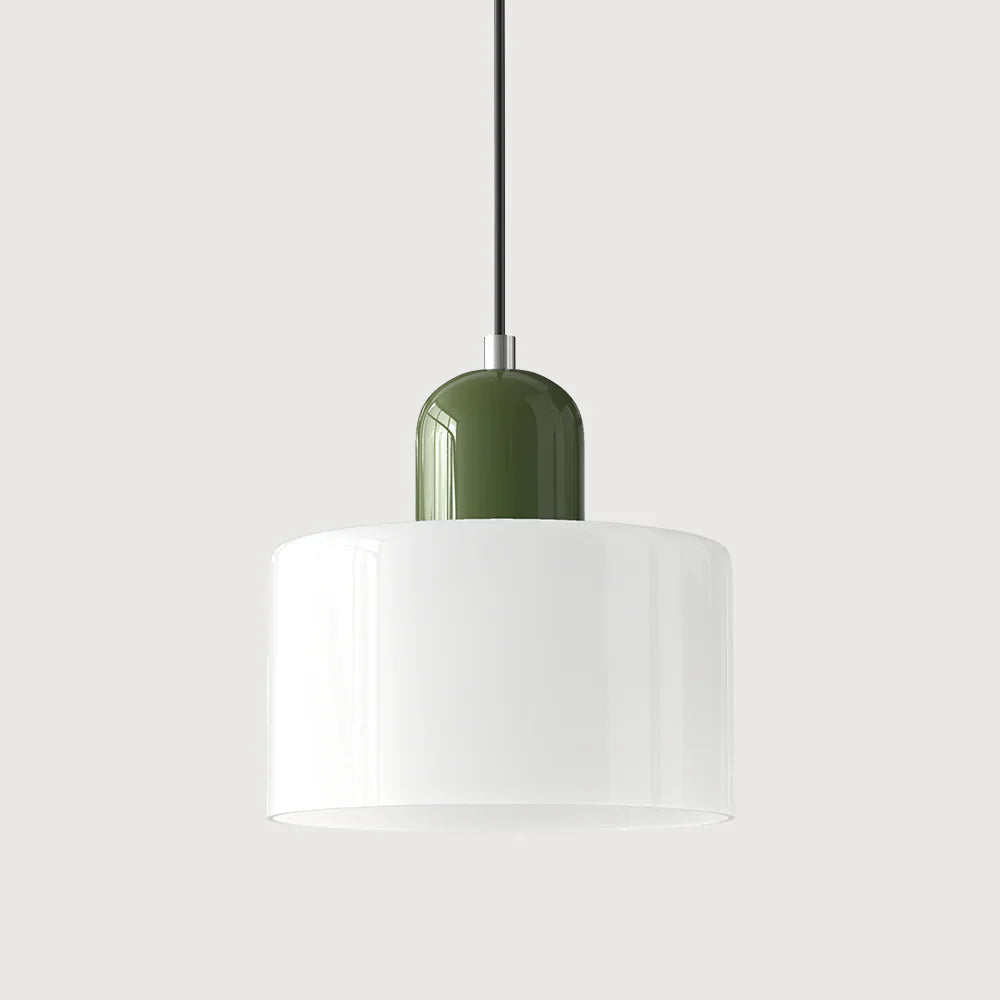 Moderne hanglamp van gekleurd glas in Bauhaus-stijl