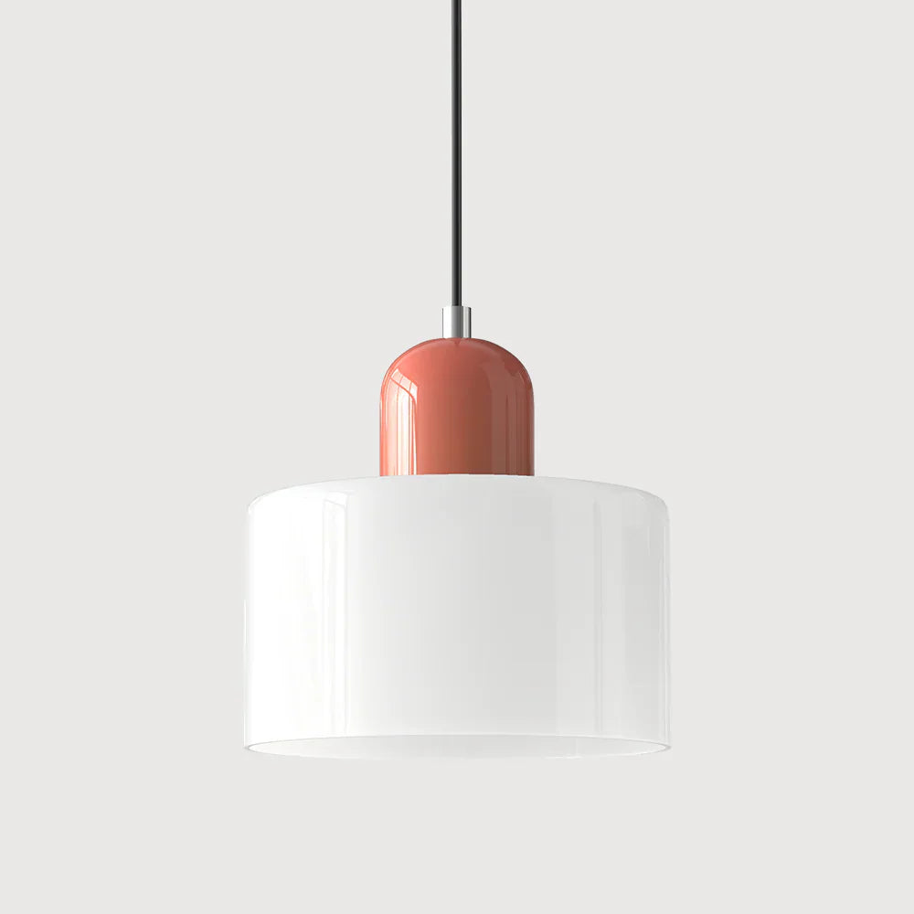 Moderne hanglamp van gekleurd glas in Bauhaus-stijl