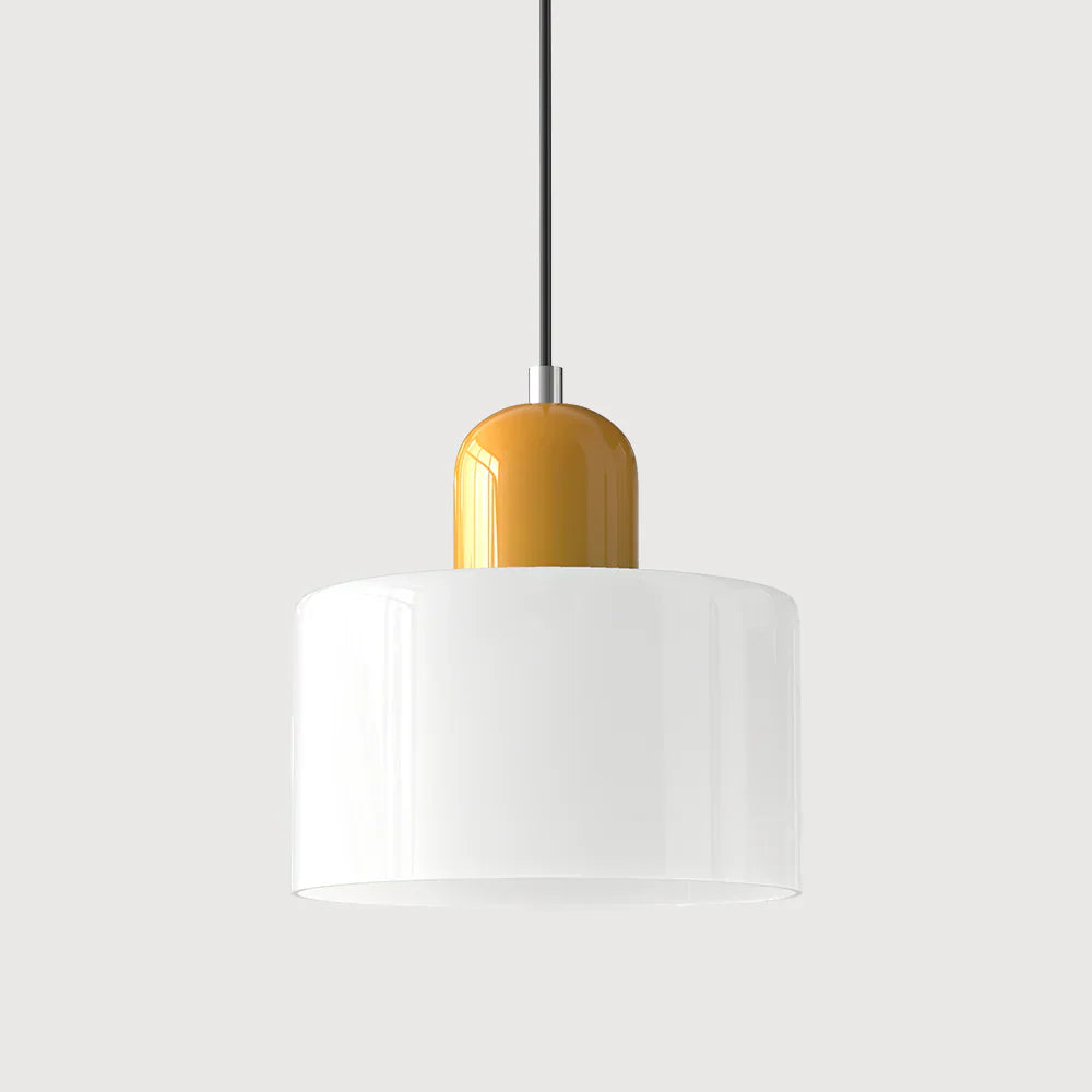 Moderne hanglamp van gekleurd glas in Bauhaus-stijl
