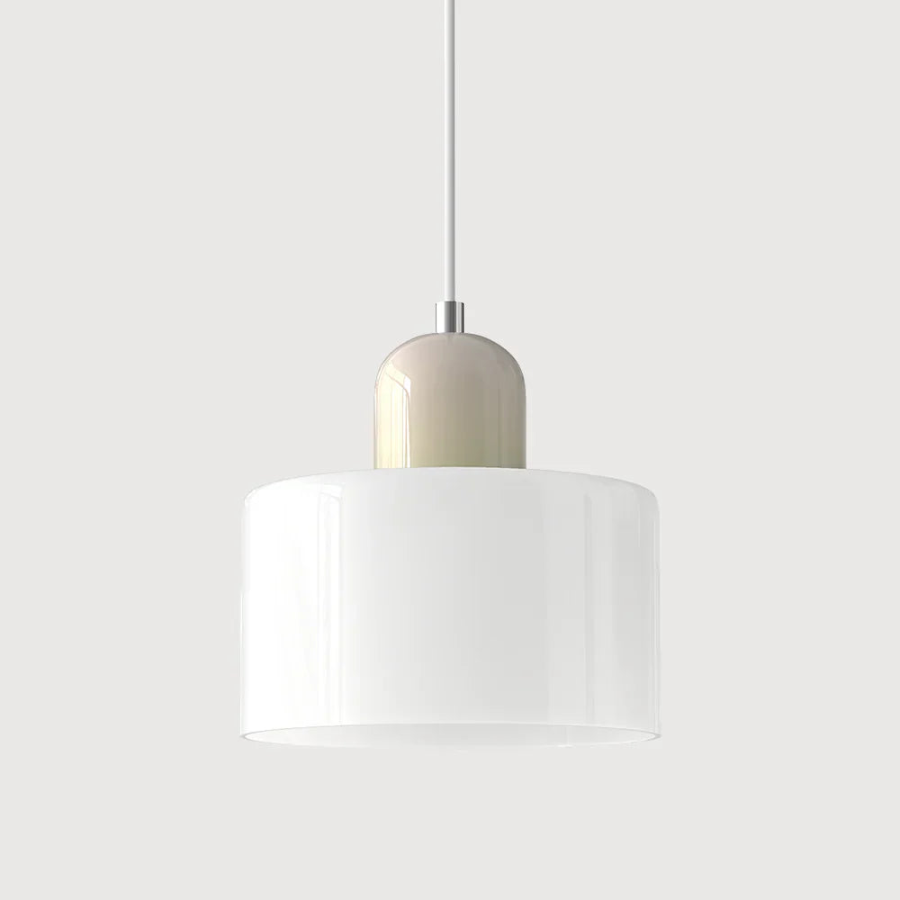 Moderne hanglamp van gekleurd glas in Bauhaus-stijl