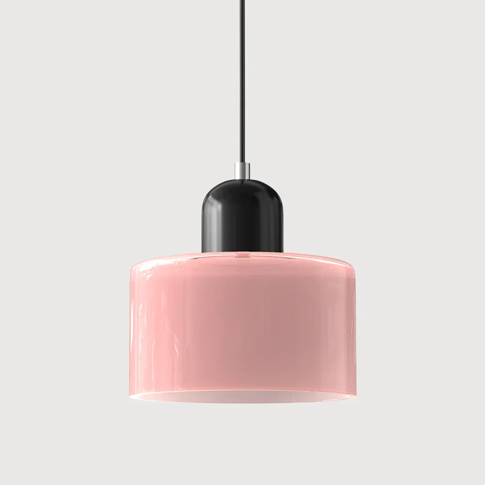 Moderne hanglamp van gekleurd glas in Bauhaus-stijl
