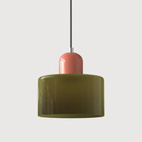 Moderne hanglamp van gekleurd glas in Bauhaus-stijl