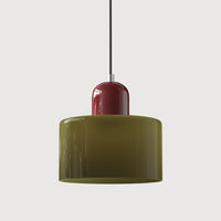 Moderne hanglamp van gekleurd glas in Bauhaus-stijl