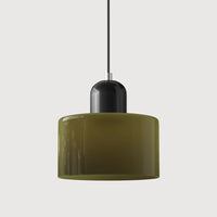 Moderne hanglamp van gekleurd glas in Bauhaus-stijl